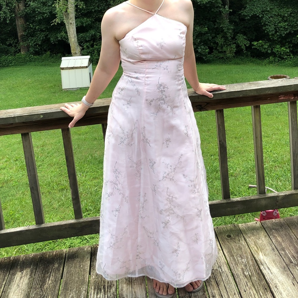 Sexy Halter Pink Layered Chiffon Prom Dress Birthday Outfit main image 1